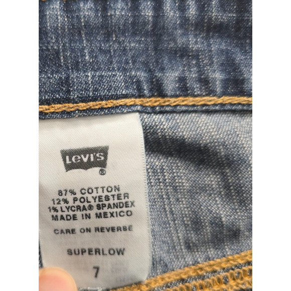 Levi's Jeans Junior's 7 Blue Super Low Button Fly Flare Medium Wash - Picture 4 of 16